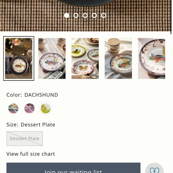 Anthropologie Portobello Stoneware Dessert Plate DACHSHUND Dog NWT - Picture 5 of 7